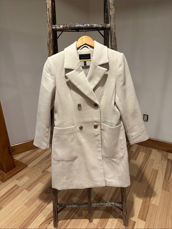 Banana Republic Factory Jackets & Blazers - Banana Republic Cream Double-Breasted Pea Coat with Wood Grain Buttons